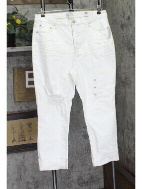 And Now This Rolled-Cuff Distressed Straight-Leg Jeans ANT23300-4P White 16W
